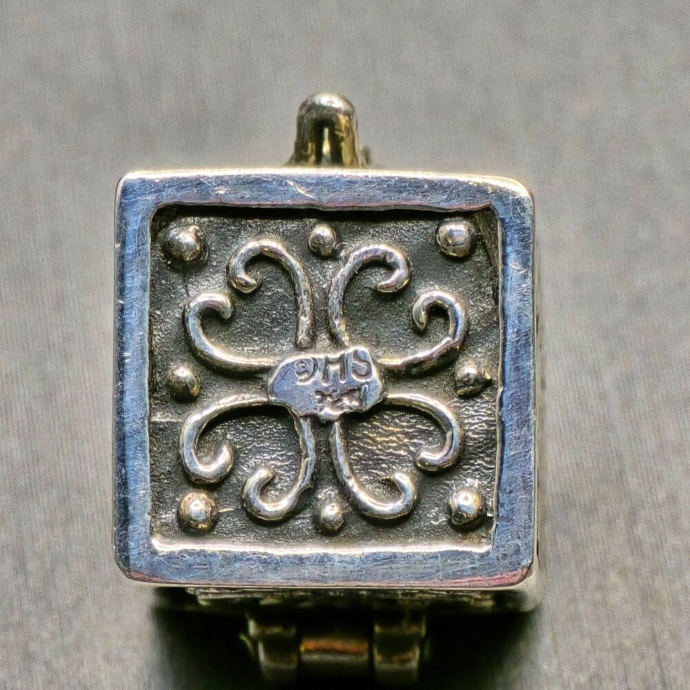 VTG 925 Sterling Silver Prayer Box Pendant 1" 8.07g Signed DHS - Picture 9 of 12